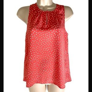41 Hawthorn Elliana Polka Dot Hidden Keyhole Blouse XSP NWT Salmon